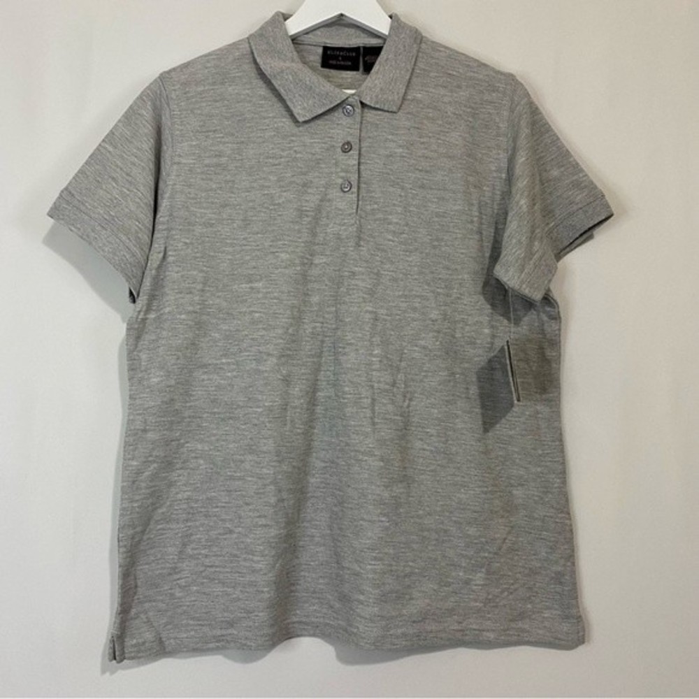 Ultra Club Women’s The Basics Button Short Sleeve Polo Shirt Light Grey NWT Golf